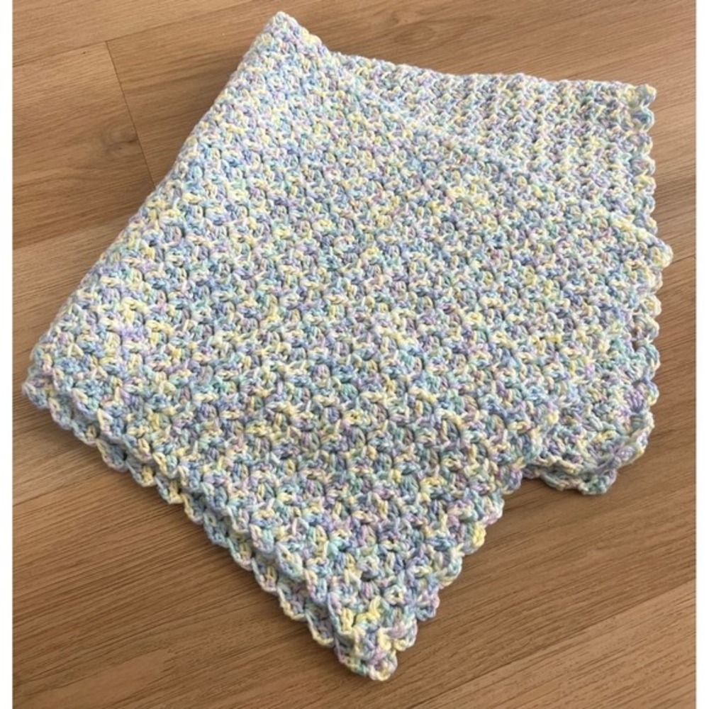 Handmade Crochet Multi-Color Baby Blanket 26"x26" Newborn Nursery Decor